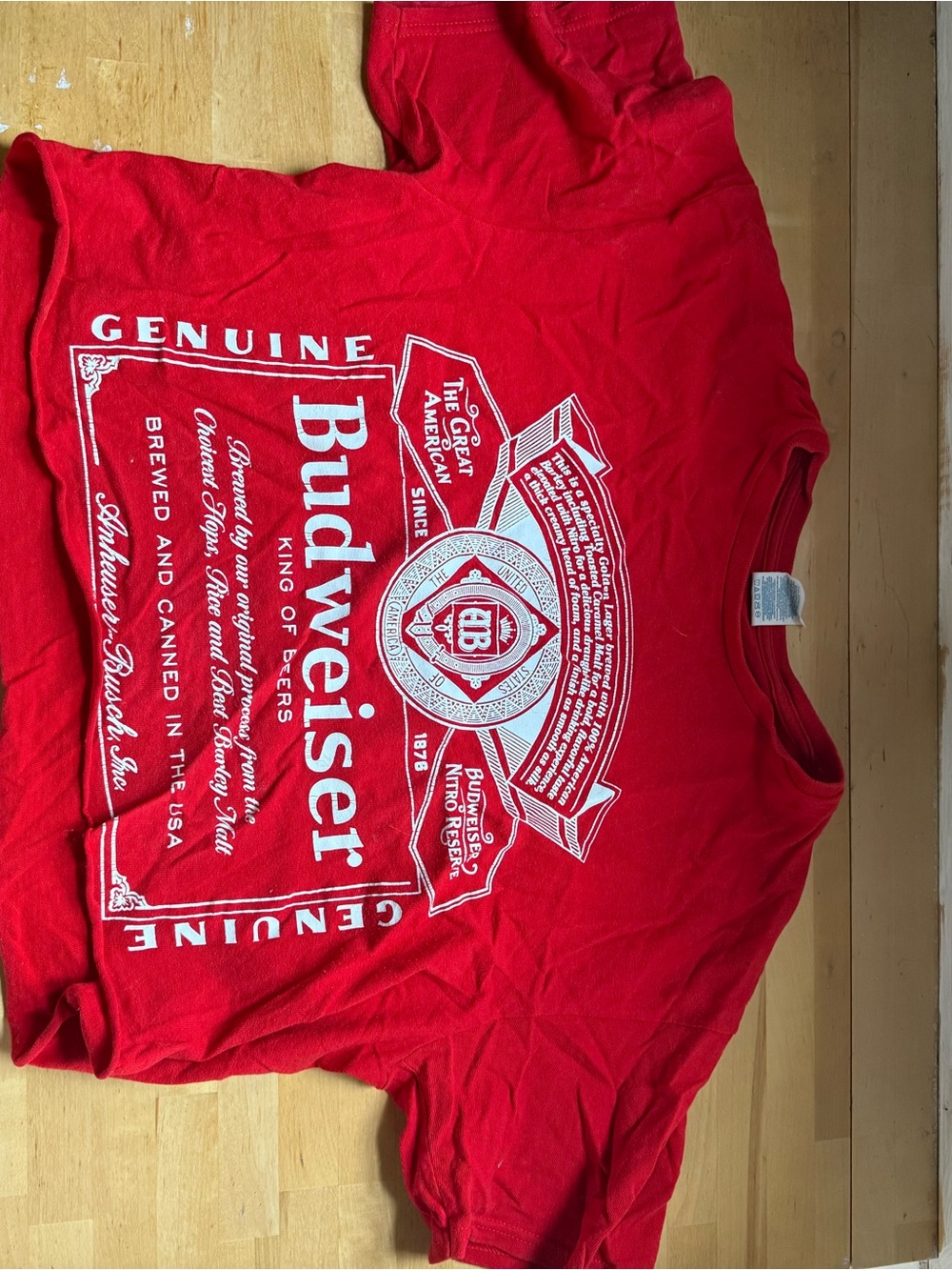 Budweiser Red Short Sleeve Graphic Tee Cropped